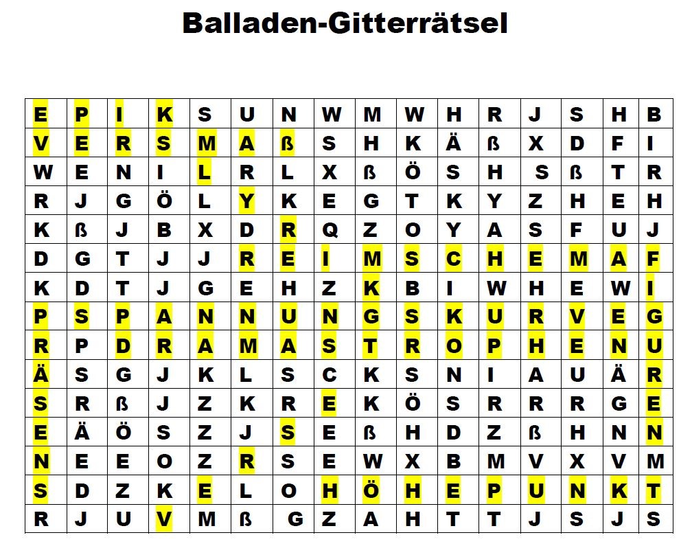 3 Balladen Gitterrätsel