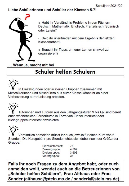 Grafik Schüler helfen Schülern 2021 2022